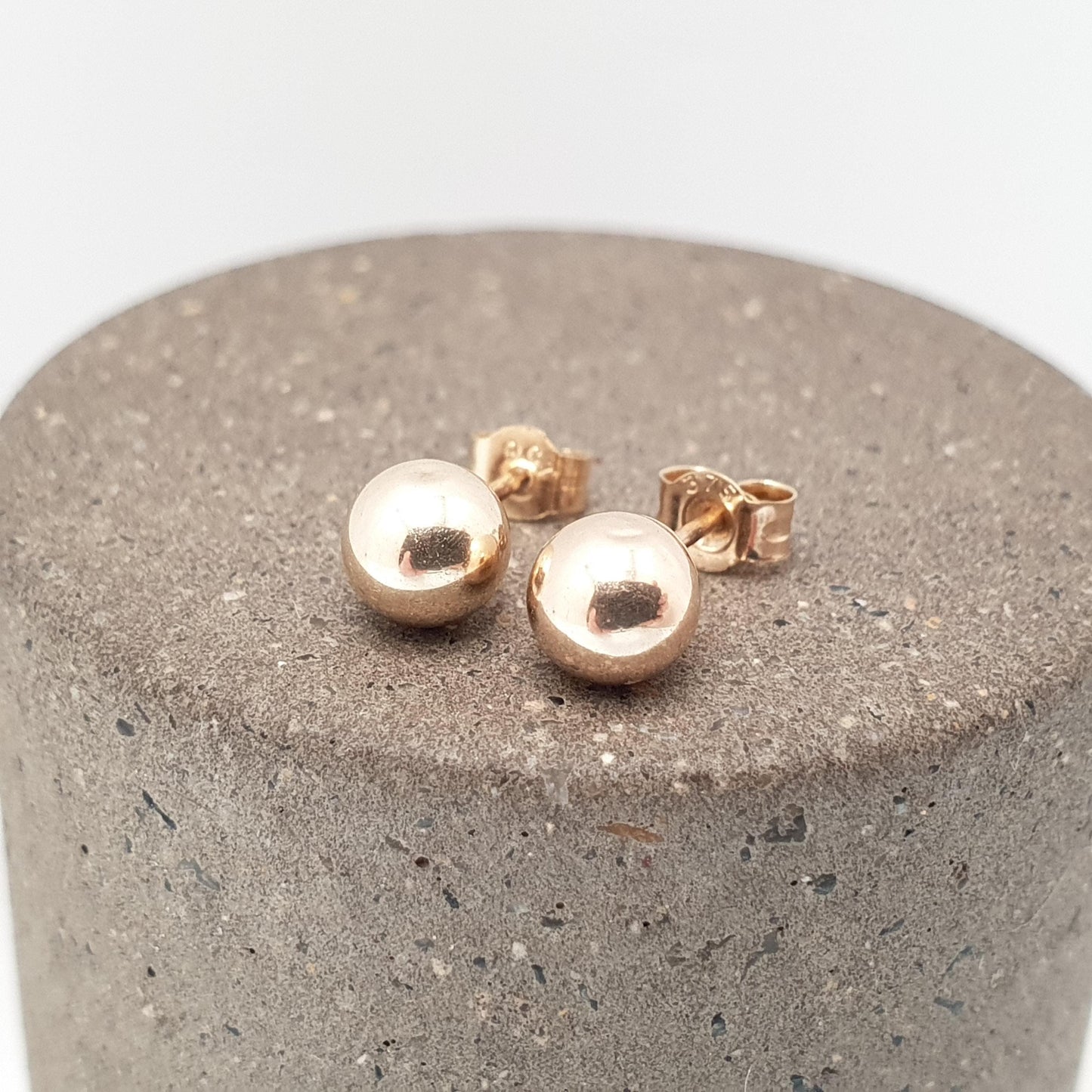 Vintage 9k 9ct Gold Ball Bead Stud Earrings Sphere Round 1980s Retro Yellow 375 Jewelry Jewellery