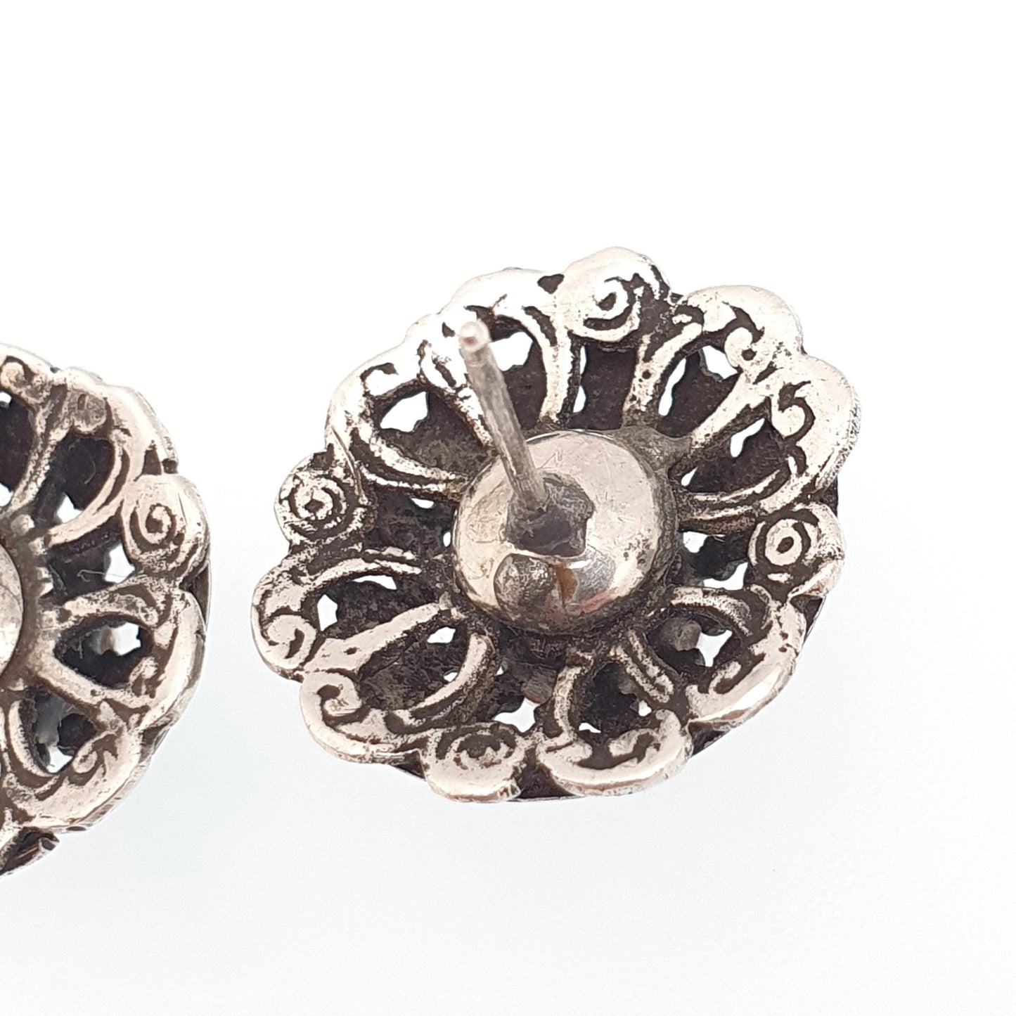 Antique Natural Citrine Solid Silver Earrings Austro Hungarian Large Stud Genuine Gemstone Vintage Jewellery Jewelry