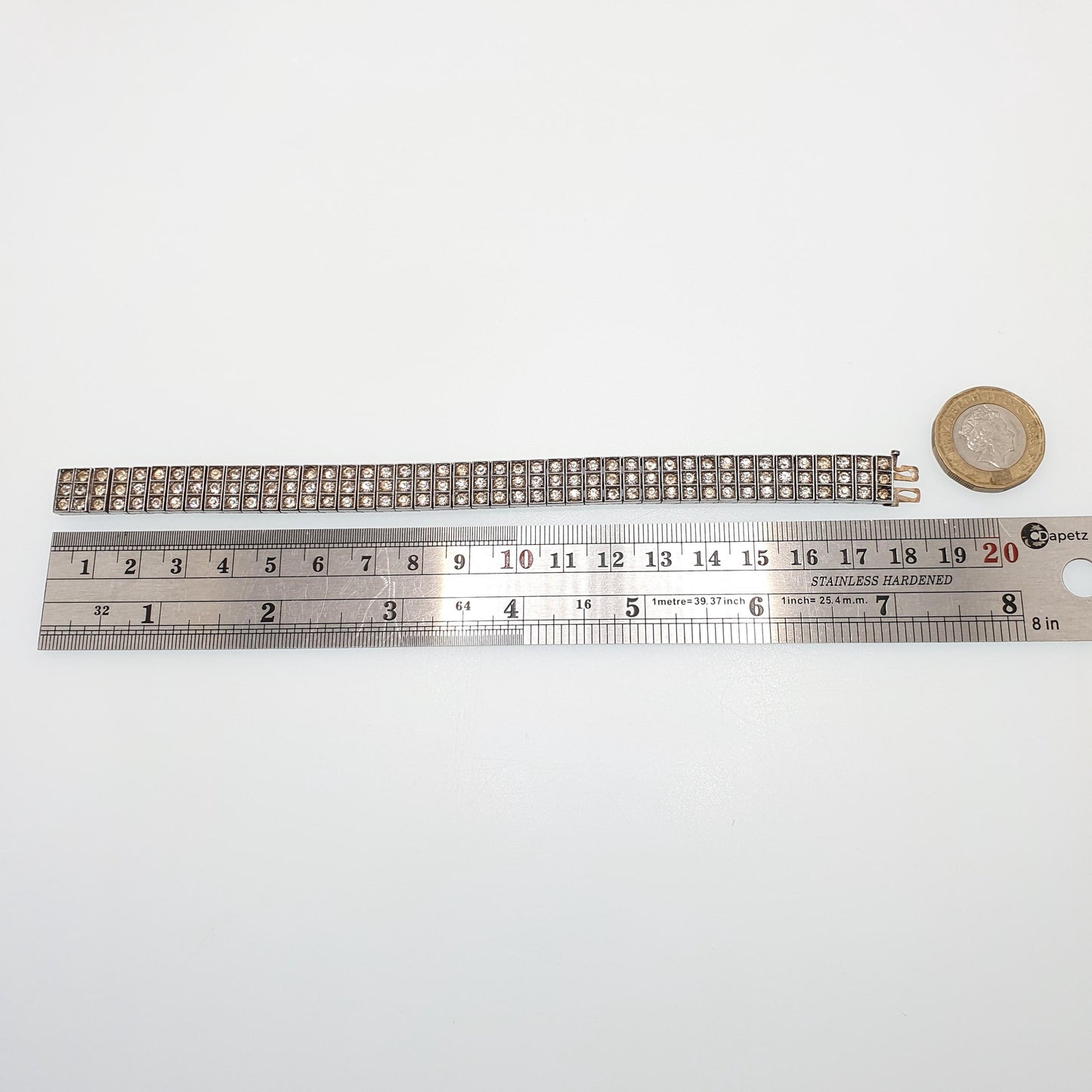 Antique Sterling Silver Diamond Paste Bracelet Art Deco Square Link Genuine 1920s Vintage Sparkly Cocktail Womens Jewelry Jewellery