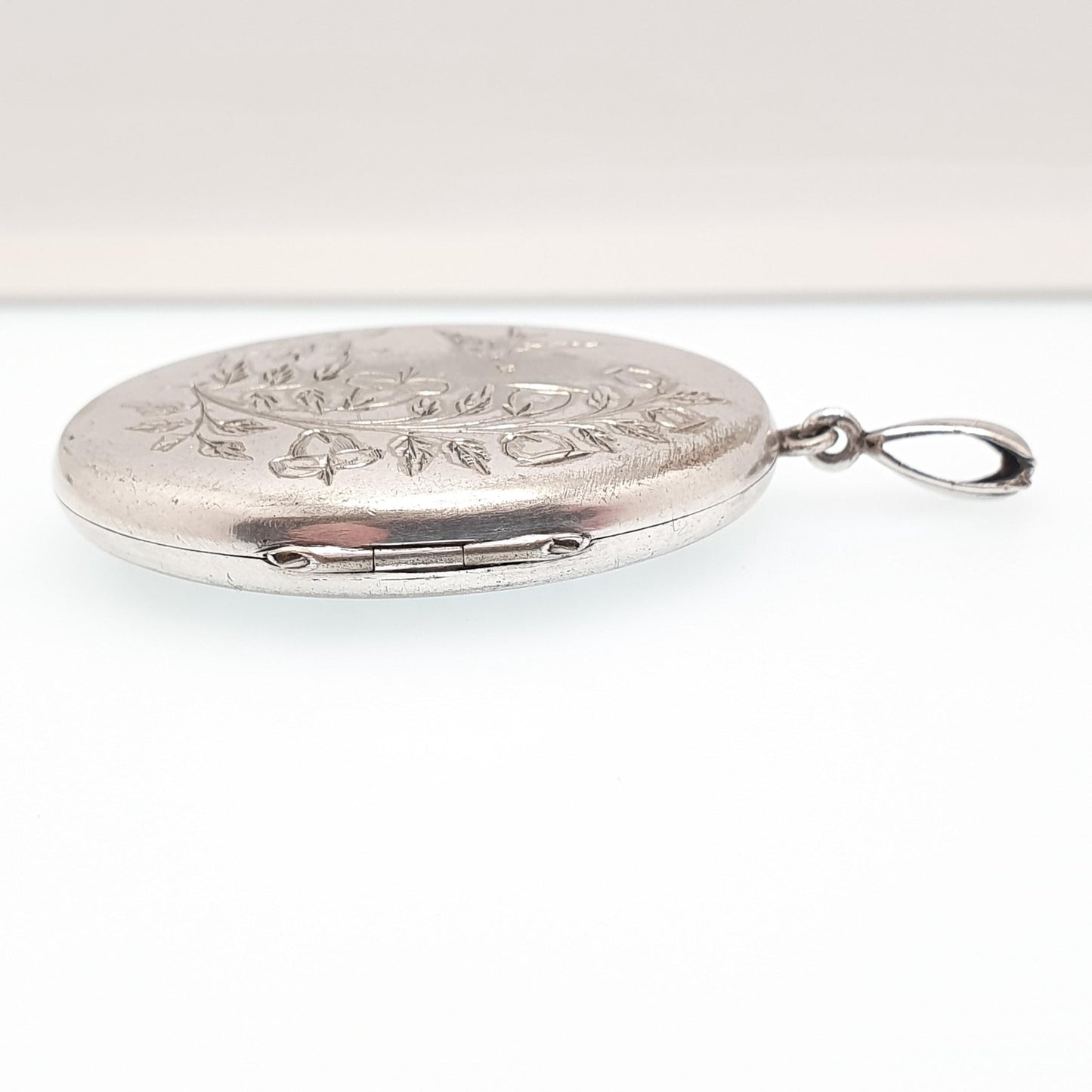 Antique Victorian Solid Silver Bird Locket Floral Flower Pendant Picture Photo Aesthetic Vintage Womens Jewelry Jewellery