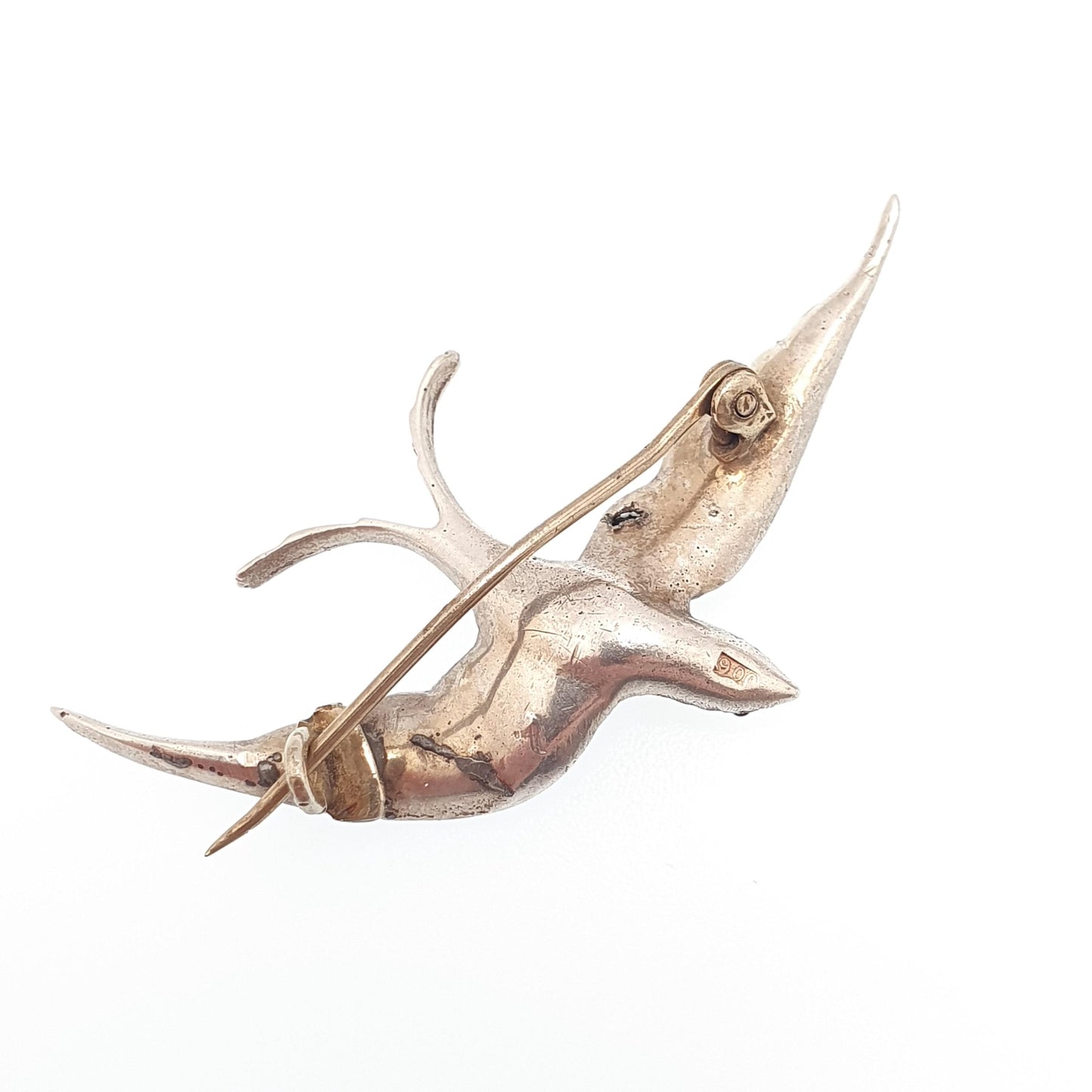 Antique Solid Silver Victorian Paste Bird Brooch Diamond Foiled Pastes Swallow Large Big Birds Vintage 1800s Parisian Diamond Company