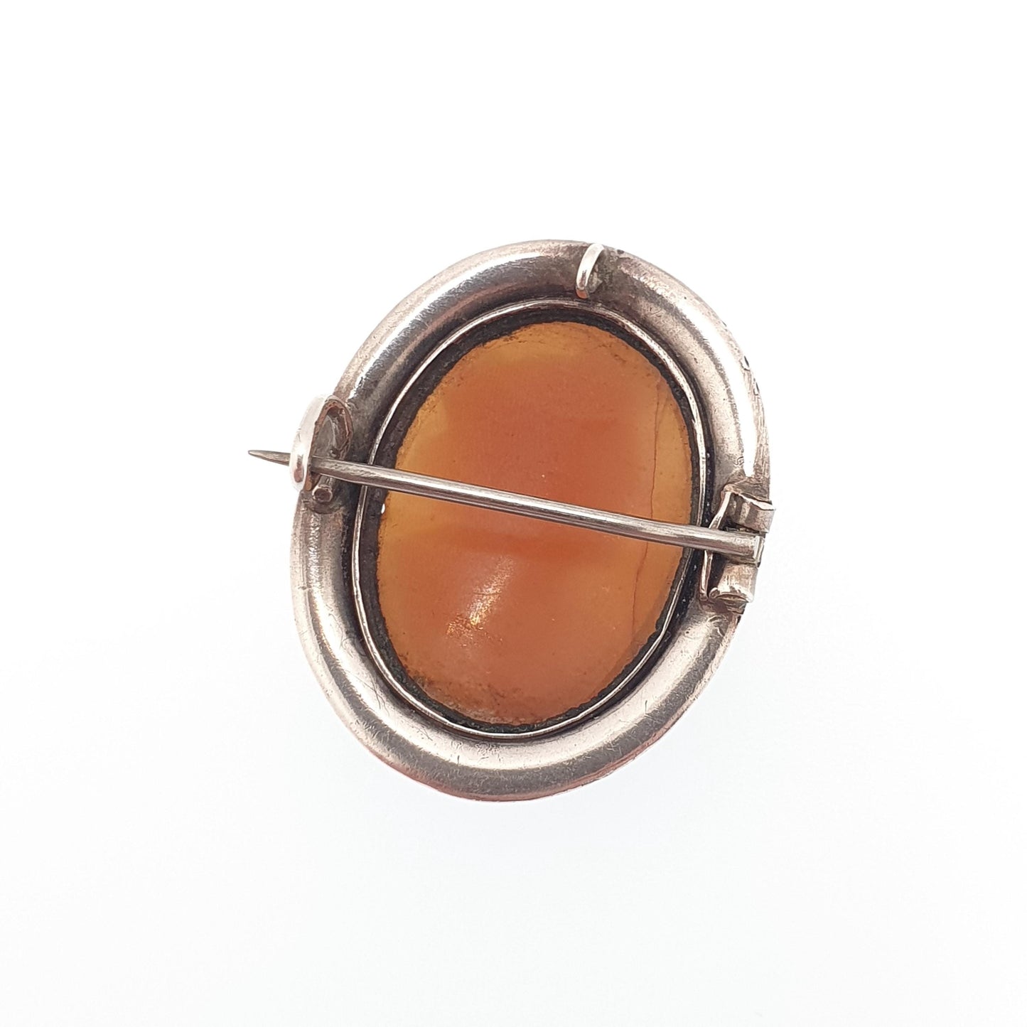 Antique Victorian Cameo Solid Silver Brooch Shell Hand Engraved Vintage 1800s Womens Jewelry Jewellery