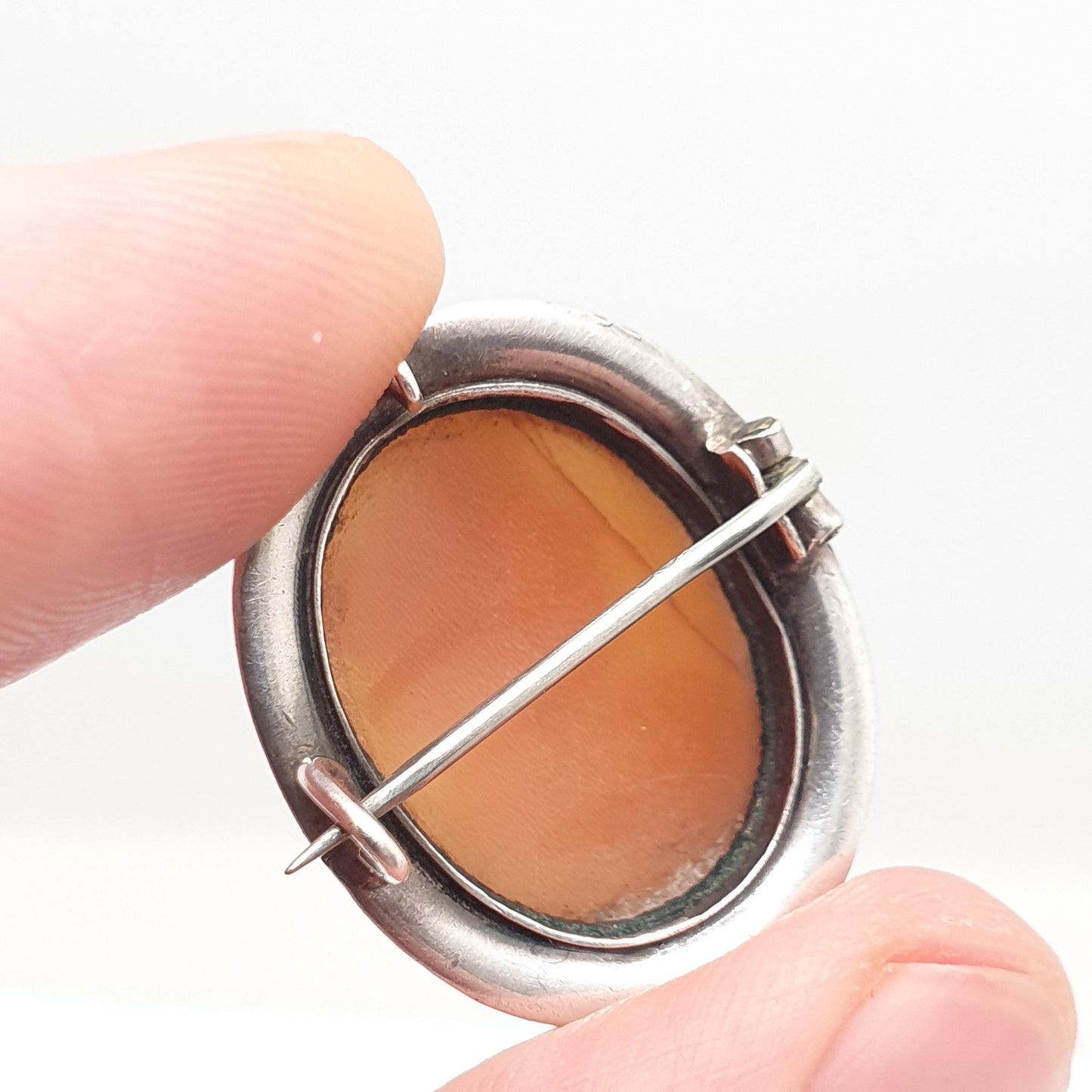 Antique Victorian Cameo Solid Silver Brooch Shell Hand Engraved Vintage 1800s Womens Jewelry Jewellery