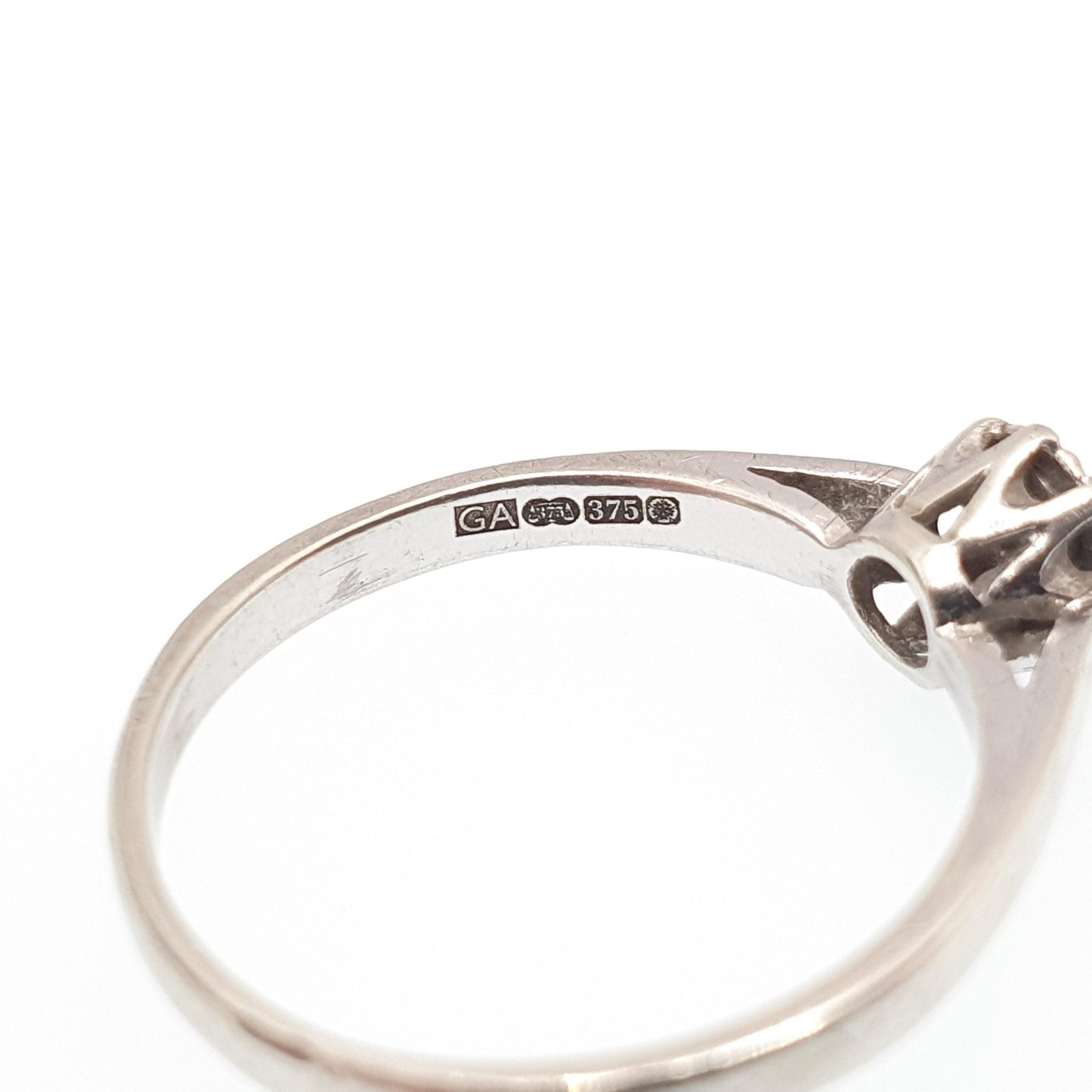 Vintage 9ct Gold Diamond Ring Solitaire Star Setting Solid 9k 375 9kt Natural Gemstone White Gold Gift Womens Jewelry Jewellery