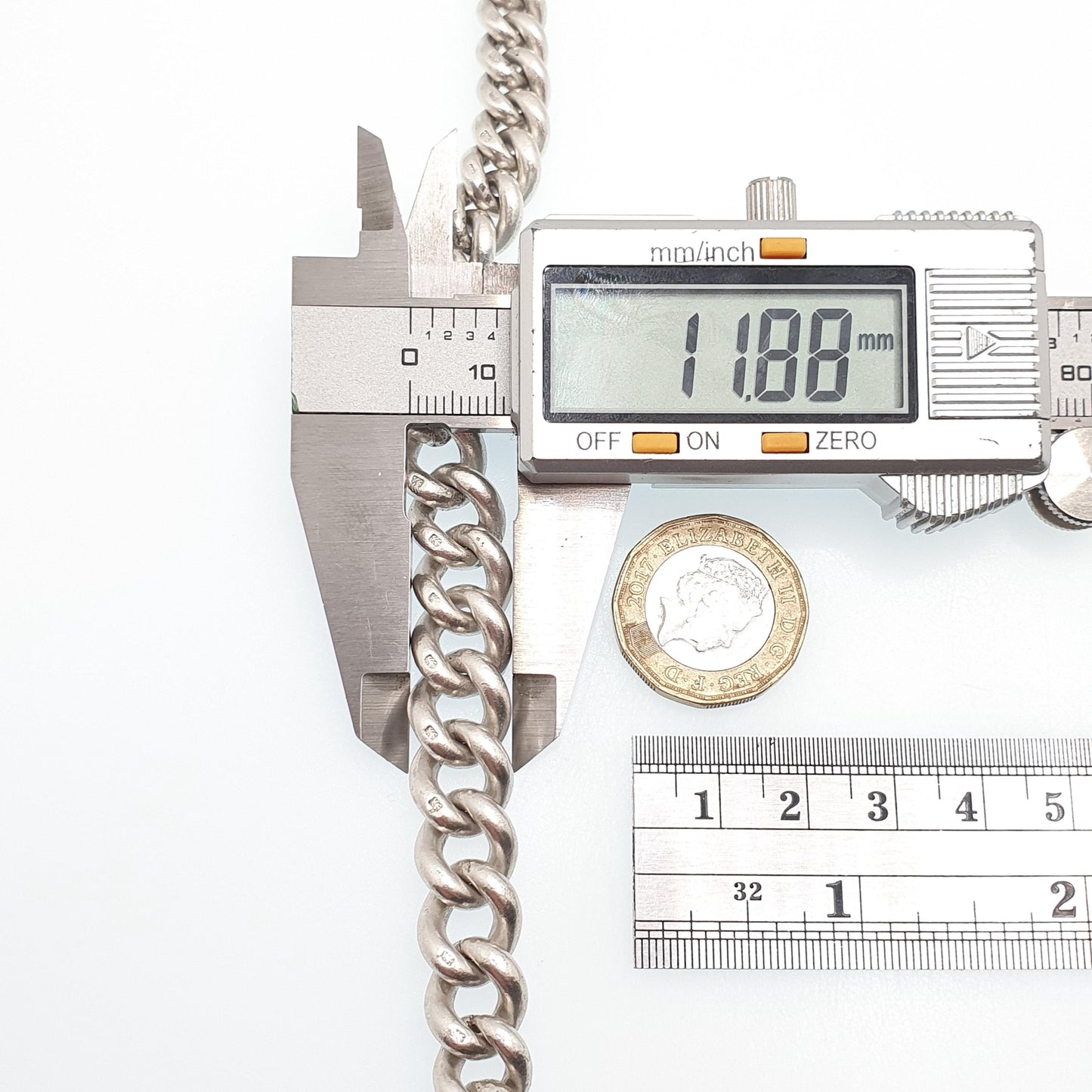 Antique Victorian Sterling Silver Albert Chain Bracelet Heavy Large Big 1891 Hallmark Curb Link Graduating Dog Clip 55.88g 22cm 8.6" Womens