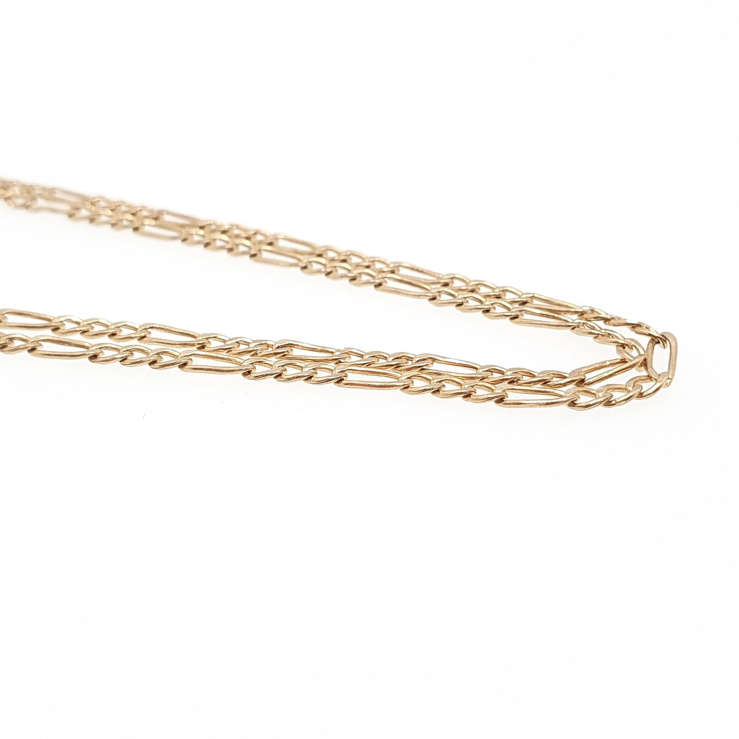 Vintage 9k 9ct 375 Gold Figaro Link Chain Necklace 46cm 18.1" 1.27g Solid 9 Carat Curb Links Yellow Womens Mens Jewellery Jewelry