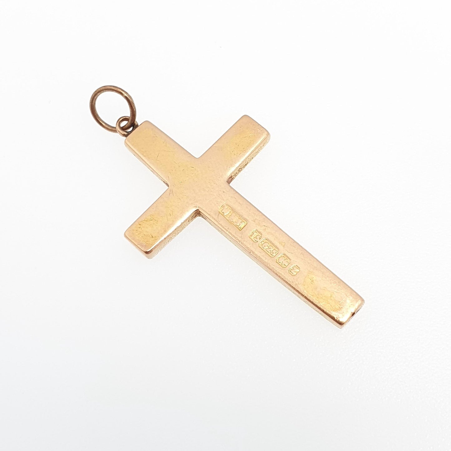 Antique 15ct Gold Crucifix Pendant Victorian Cross Necklace 1899 Hallmark 15kt 625 Yellow Engraved Vintage Jewellery Jewelry