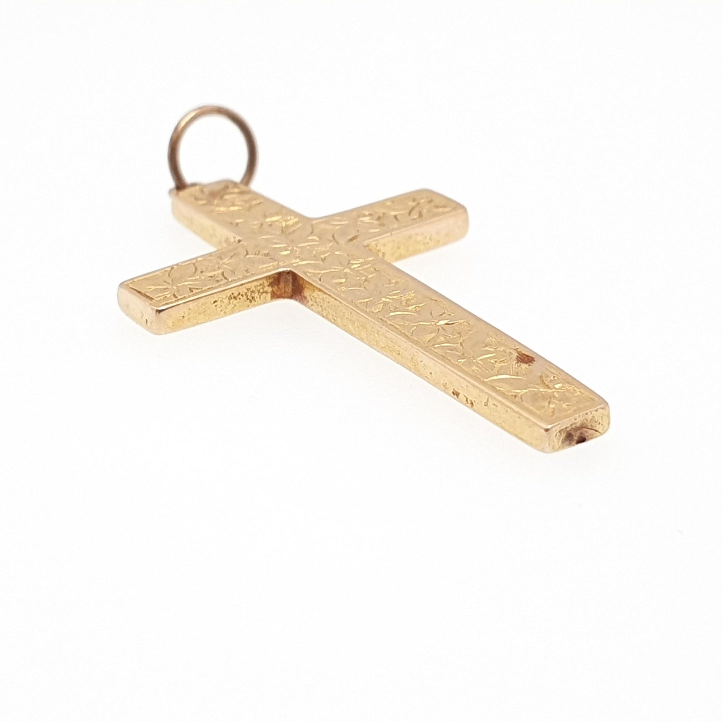 Antique 15ct Gold Crucifix Pendant Victorian Cross Necklace 1899 Hallmark 15kt 625 Yellow Engraved Vintage Jewellery Jewelry