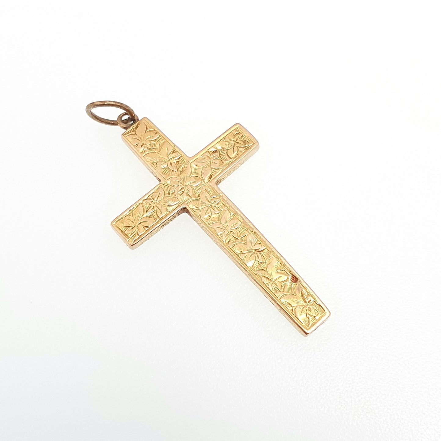 Antique 15ct Gold Crucifix Pendant Victorian Cross Necklace 1899 Hallmark 15kt 625 Yellow Engraved Vintage Jewellery Jewelry