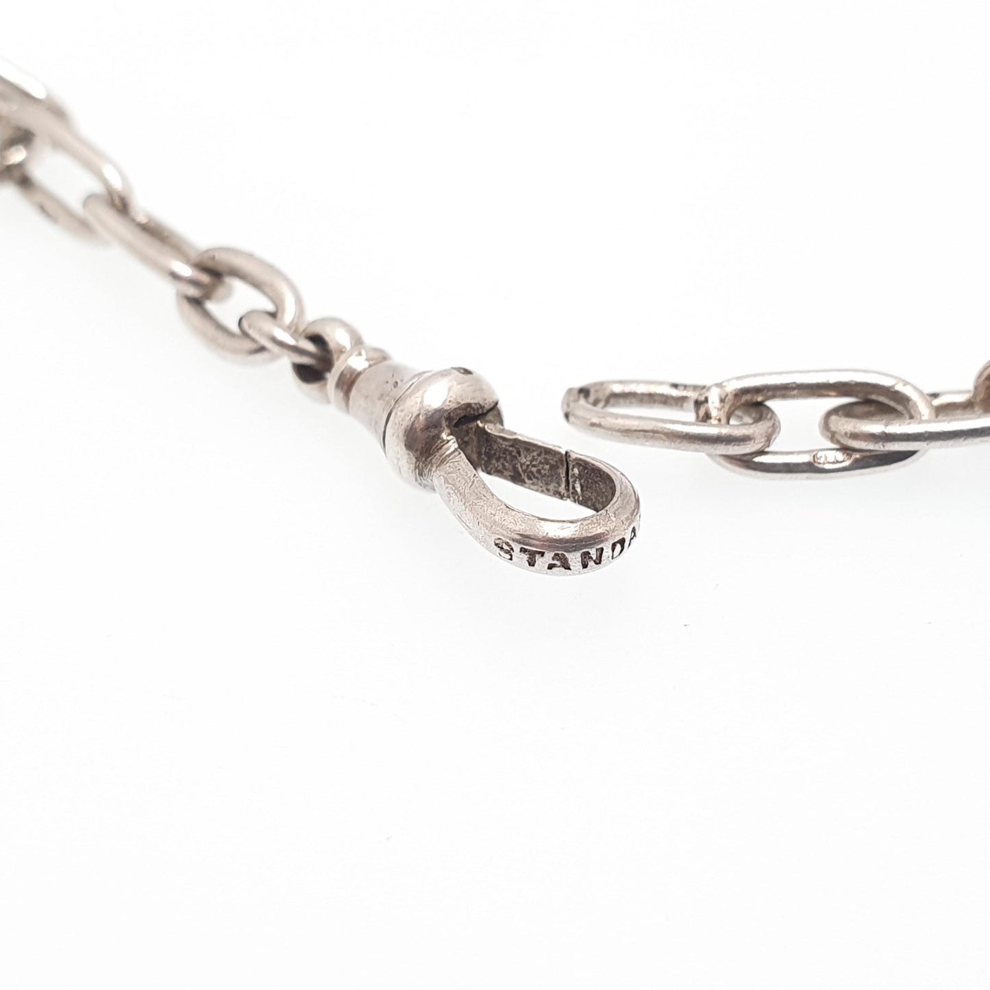 Antique Victorian Sterling Silver Chain Necklace Large Oval Cable Link Long Vintage Dog Clip 65cm 25.5" 26.91g