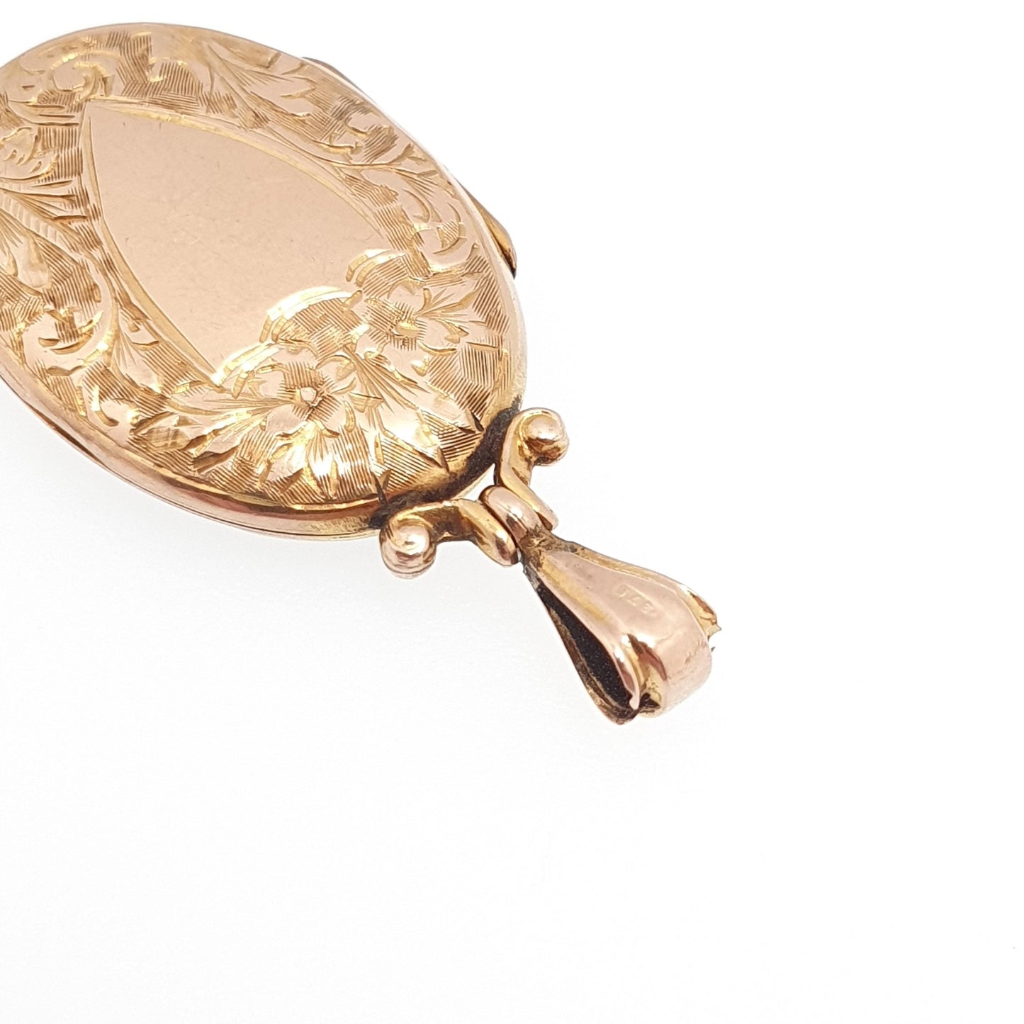 Antique Solid 9k 375 Gold Locket Oval 1907 Hallmark Shield Engraved All 9ct 9kt Gold Necklace Photo Picture Pendant Jewelry Jewellery