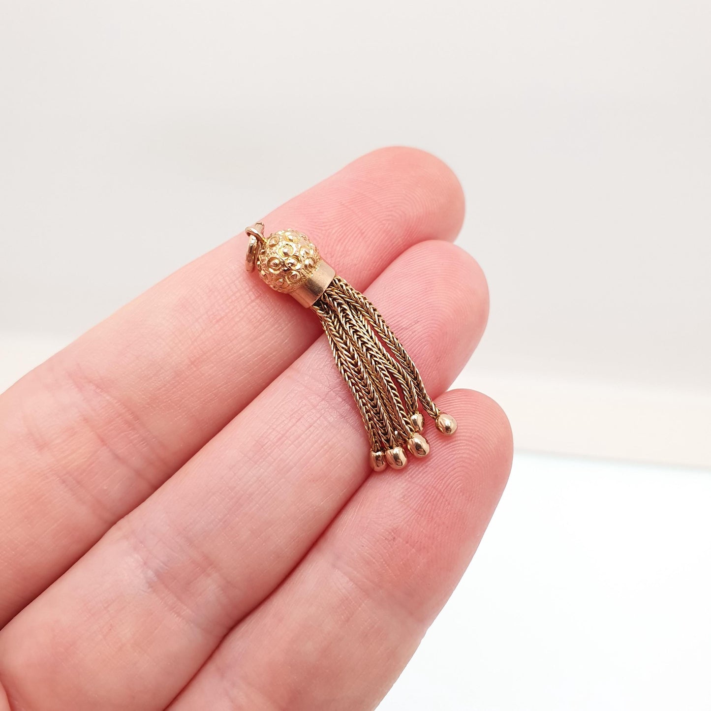 Antique 9ct Gold Tassel Fob Victorian Necklace Pendant Solid 9k 9kt Yellow Charm 1800s Genuine Albert Albertina Vintage