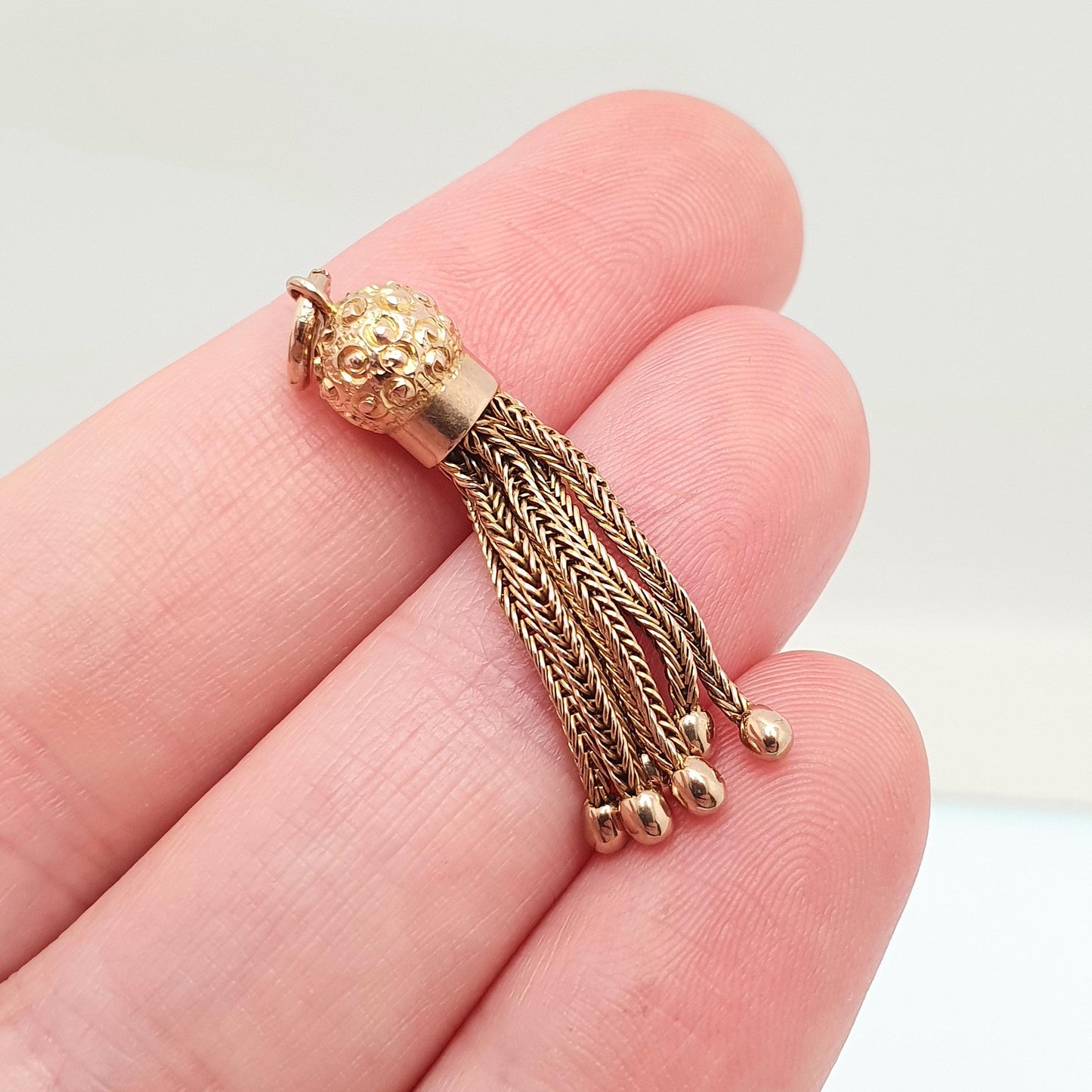 Antique 9ct Gold Tassel Fob Victorian Necklace Pendant Solid 9k 9kt Yellow Charm 1800s Genuine Albert Albertina Vintage