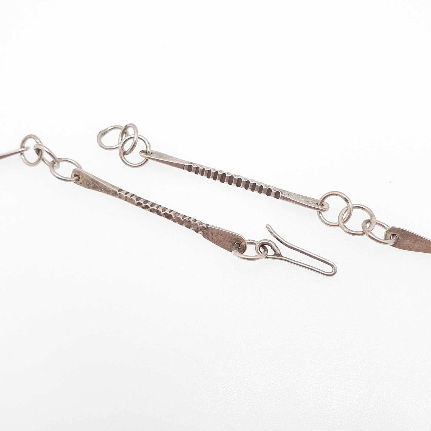 Antique Arts and Crafts Solid Silver Chain Necklace Victorian Bar & Rolo Link 74cm 29.1" 16.01g Long Womens Jewellery Jewelry