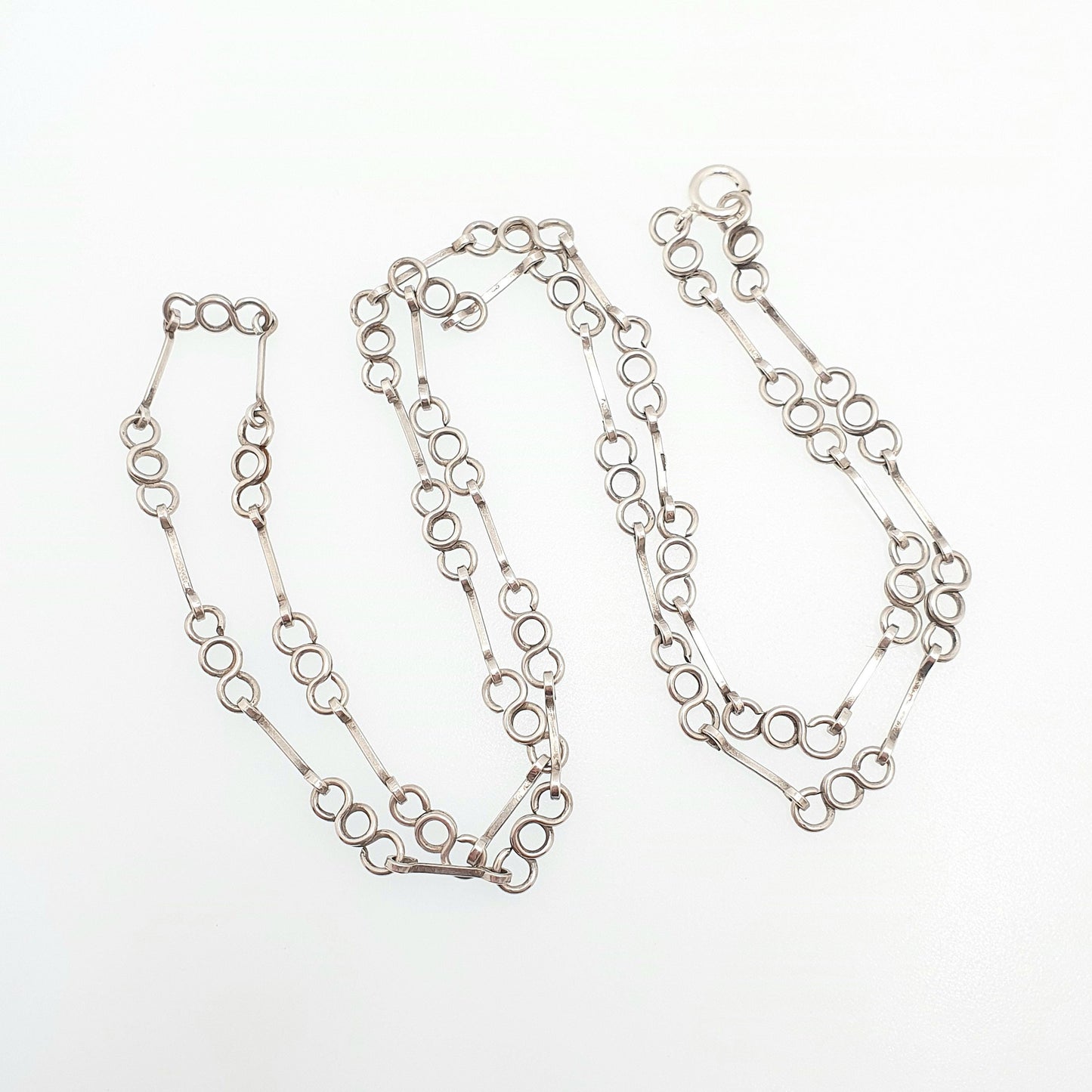 Antique Solid Silver Chain Necklace Arts and Crafts Victorian Round Rolo Link 68cm 26.7" 14.67g Long Womens Jewellery Jewelry