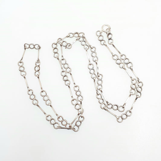 Antique Solid Silver Chain Necklace Arts and Crafts Victorian Round Rolo Link 68cm 26.7" 14.67g Long Womens Jewellery Jewelry