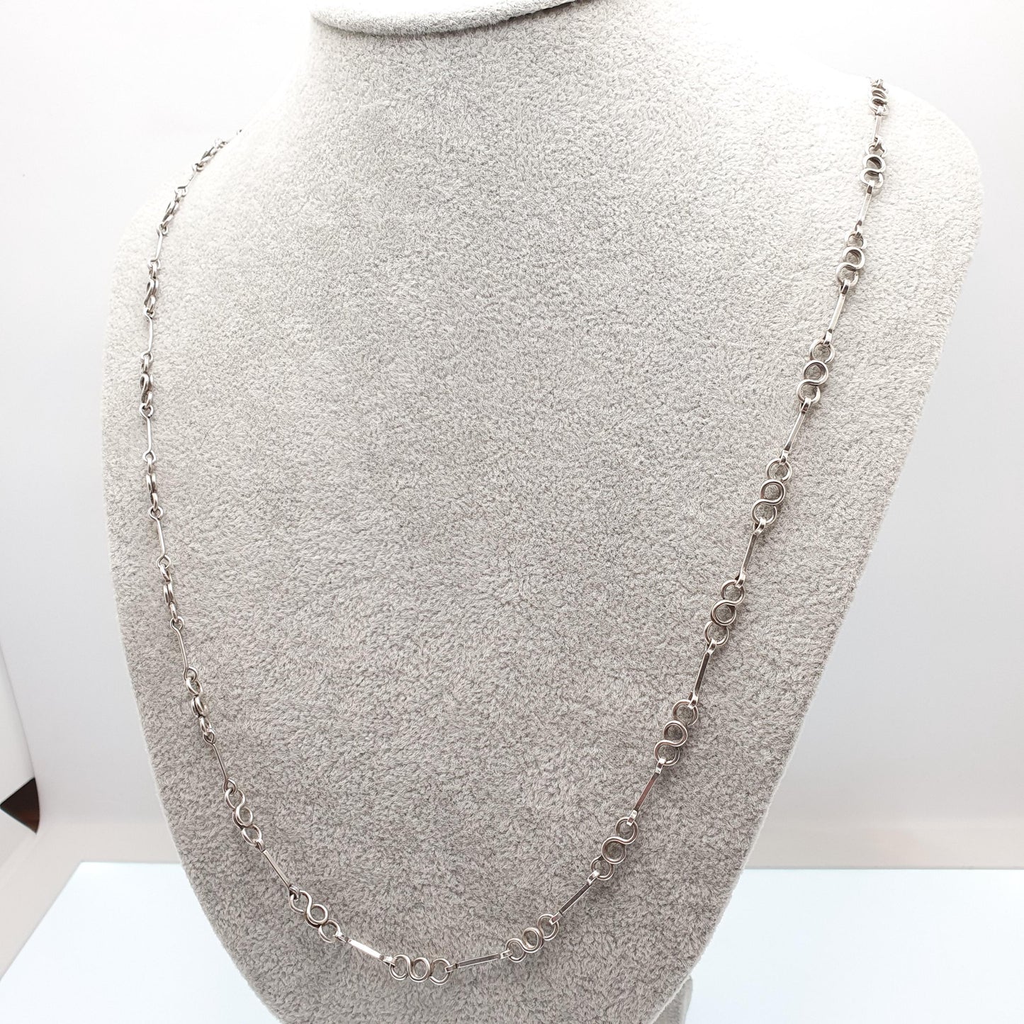 Antique Solid Silver Chain Necklace Arts and Crafts Victorian Round Rolo Link 68cm 26.7" 14.67g Long Womens Jewellery Jewelry