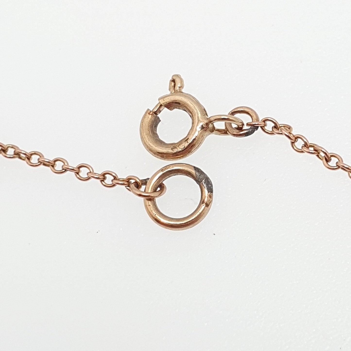 Antique 9ct 9k Rose Gold Chain Necklace Target & Bead Ball Edwardian 1900s 43cm 16.9" 2.30g Solid 9kt Vintage