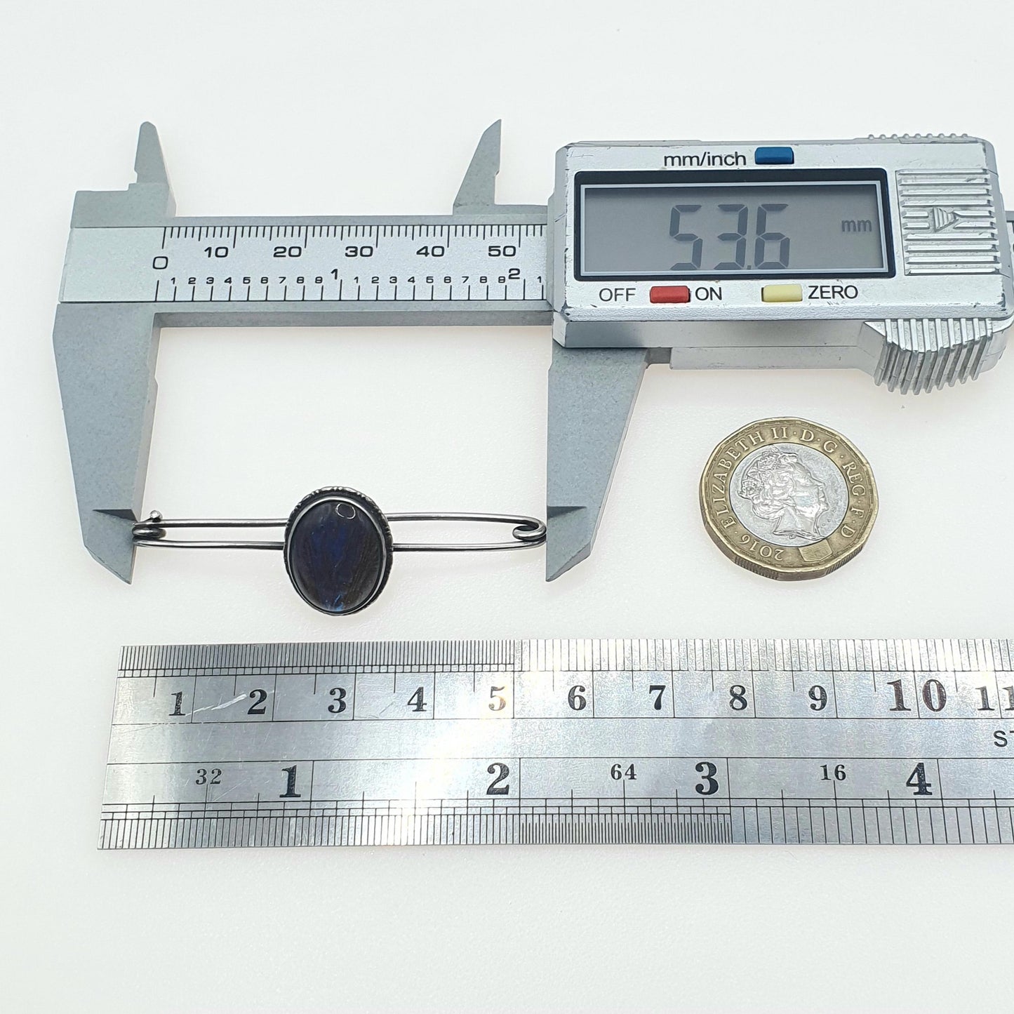 Antique Sterling Silver Blue Butterfly Wing Brooch Morpho Oval Safety Pin Womens Jewelry Vintage Insect Jewellery