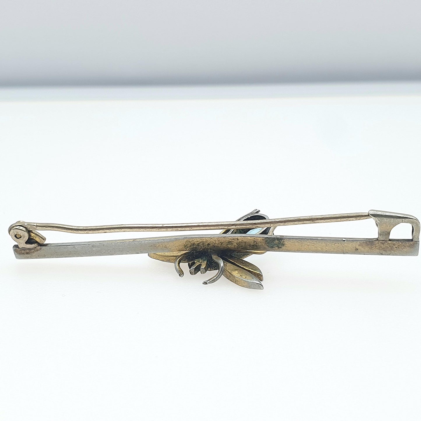 Antique Aquamarine & Diamond Paste Insect Brooch Bug Insect Silver Tone Base Metal Womens Jewelry Jewellery