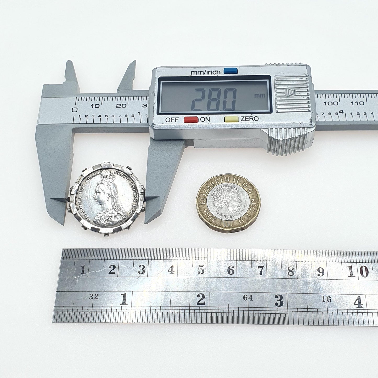 RESERVED/SOLD DON Antique Sterling Silver 1887 Coin Sixpence Brooch Queen Victoria Coins Unisex Womens Mens