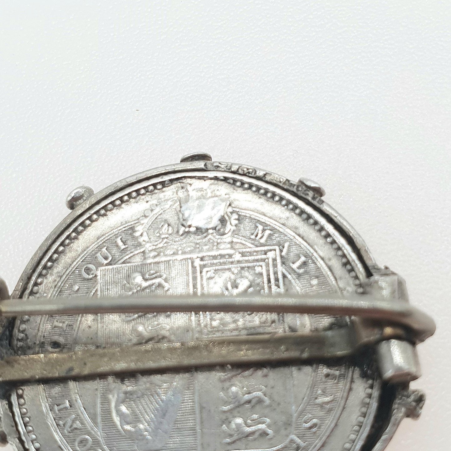 RESERVED/SOLD DON Antique Sterling Silver 1887 Coin Sixpence Brooch Queen Victoria Coins Unisex Womens Mens
