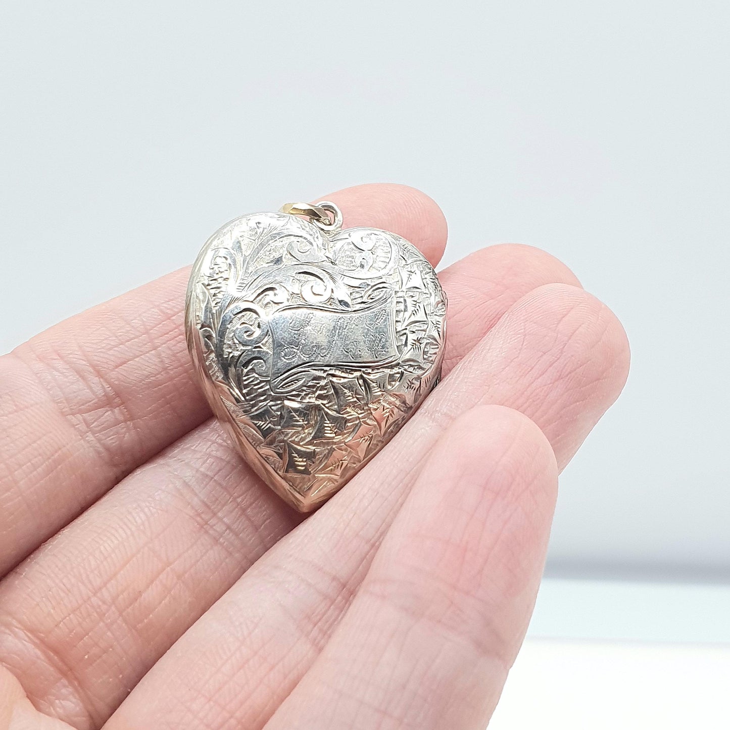 Antique Victorian Silver Plate Heart Locket Engraved with Initials Love Romantic 1800s Gift Picture Photo  Vintage Jewellery