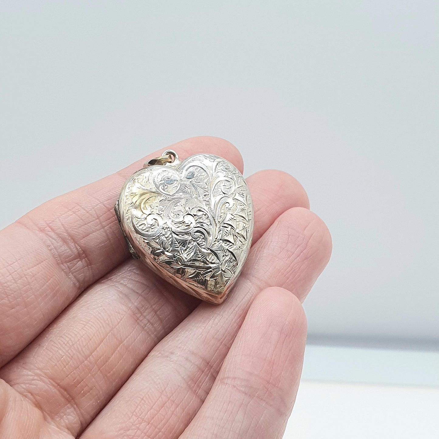 Antique Victorian Silver Plate Heart Locket Engraved with Initials Love Romantic 1800s Gift Picture Photo  Vintage Jewellery