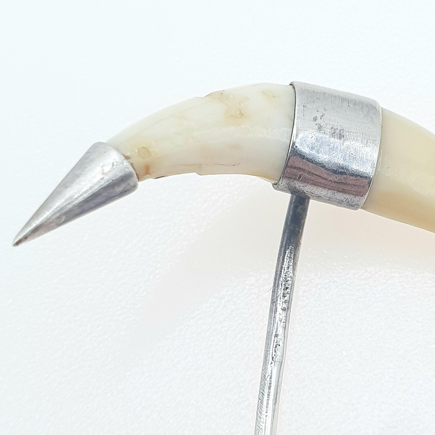 Antique Victorian Solid Silver Tooth Claw Stick Pin Lapel Pin Fang Hunting Unisex Jewelry Jewellery
