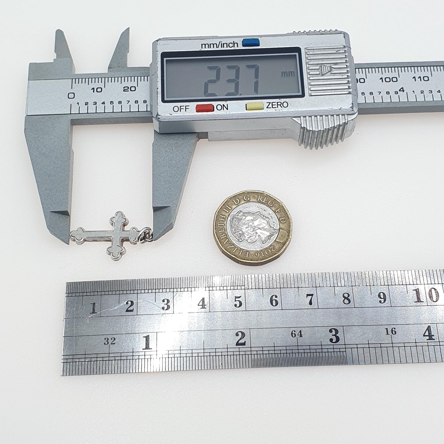 Antique Victorian Sterling Silver Crucifix Charm Pendant Bulbed Cross Small Tiny Womens Unisex Jewelry Jewellery Necklace Religious