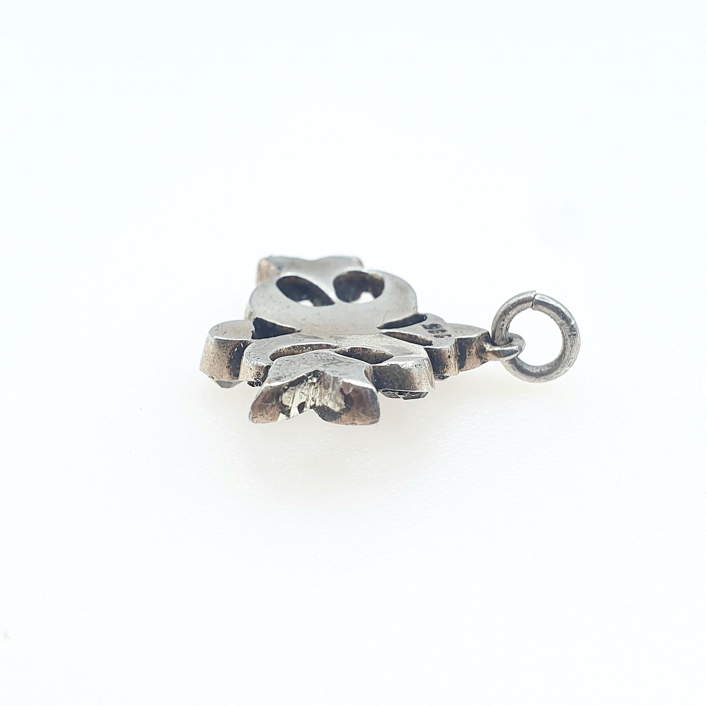 Antique Victorian Solid Silver Diamond Paste Pendant Art Nouveau Scroll Small Necklace Womens Jewelry Jewellery