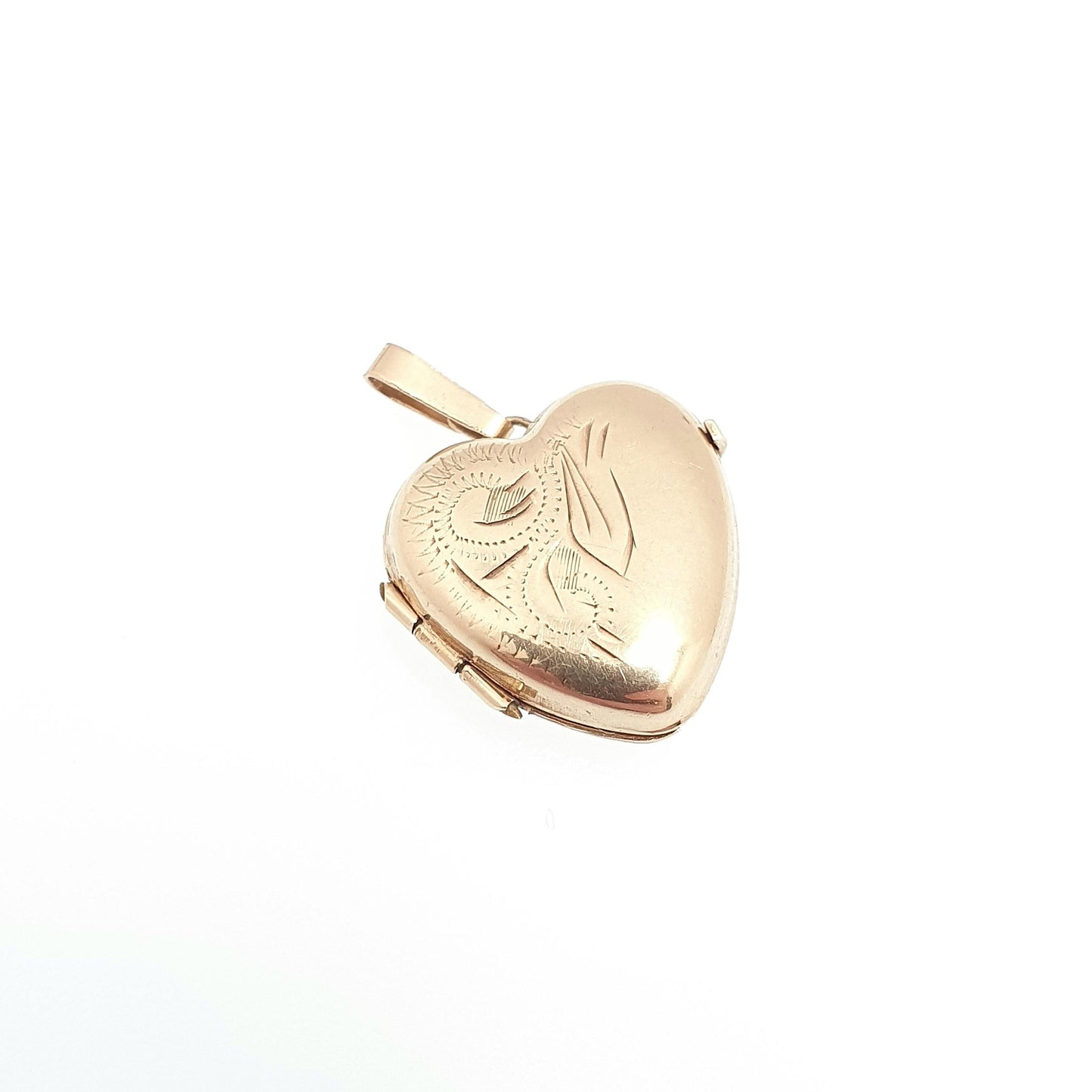 Vintage Solid 9k 375 Gold Heart Locket All 9ct Necklace Engraved Photo Picture Pendant Jewelry Jewellery