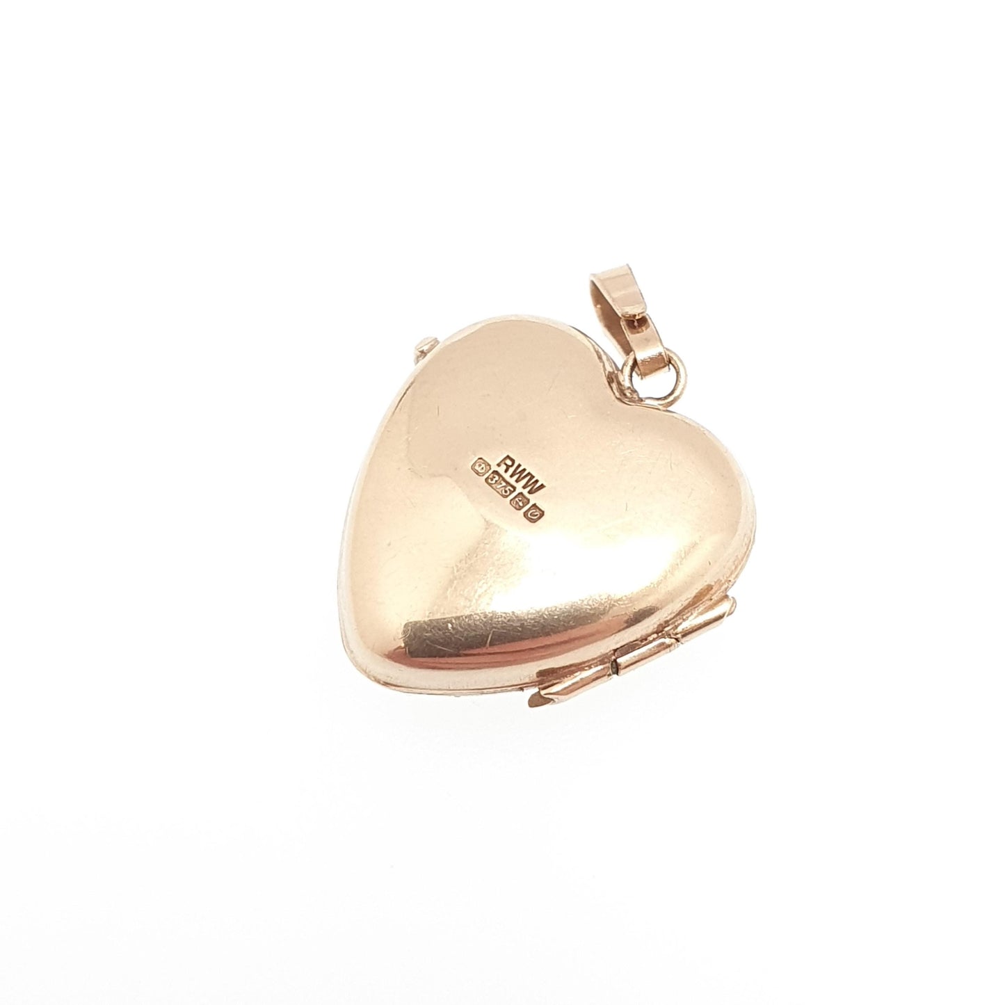 Vintage Solid 9k 375 Gold Heart Locket All 9ct Necklace Engraved Photo Picture Pendant Jewelry Jewellery