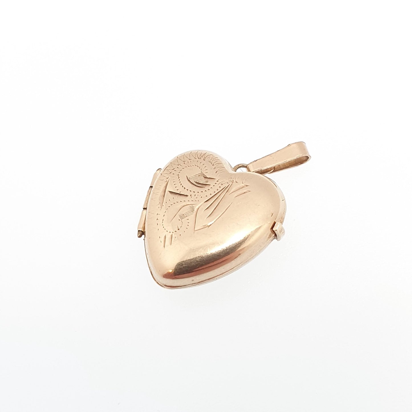 Vintage Solid 9k 375 Gold Heart Locket All 9ct Necklace Engraved Photo Picture Pendant Jewelry Jewellery