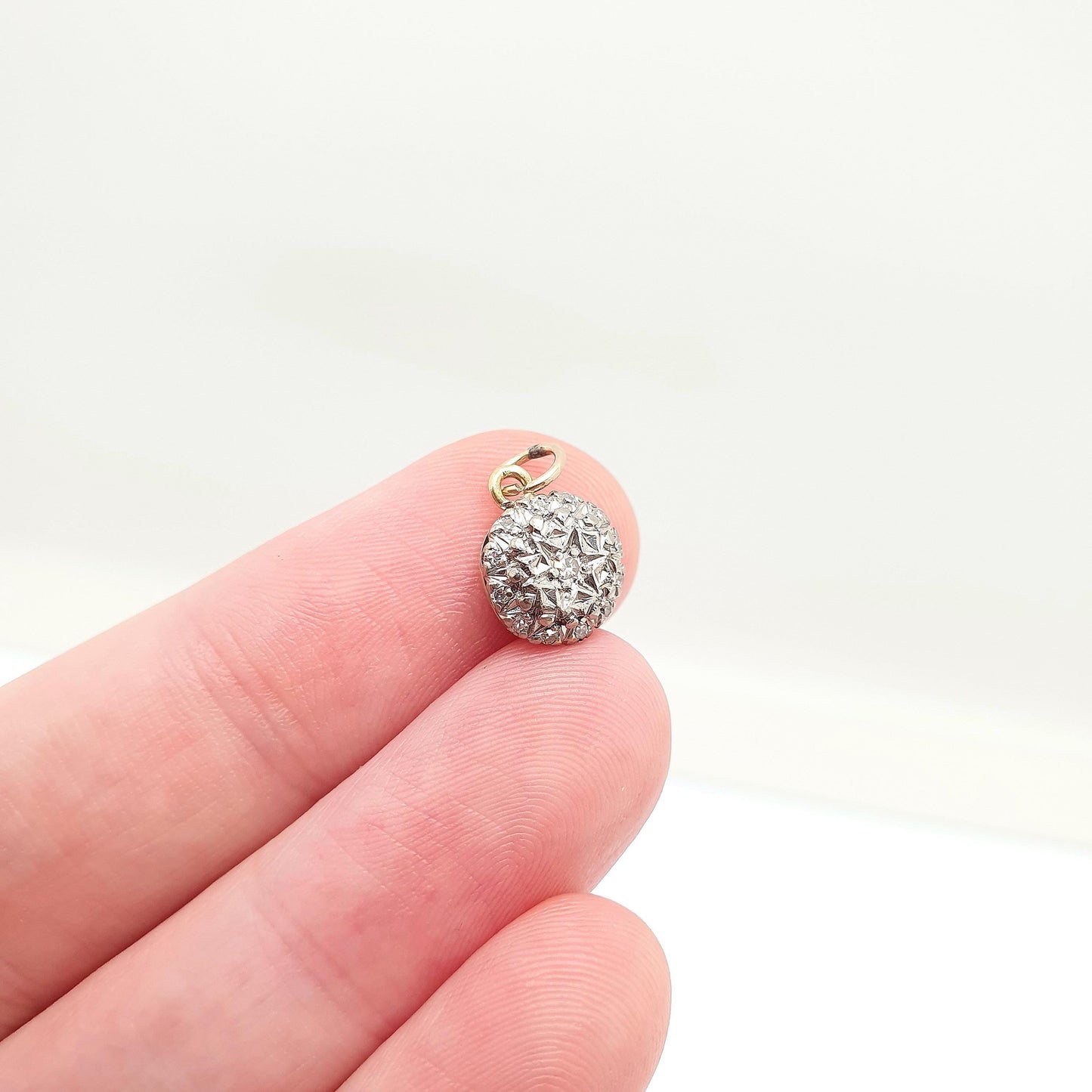 Antique 18ct Gold Diamond Pendant Star Cluster Necklace Solid 750 18k 18kt Natural Diamonds Gemstone Vintage