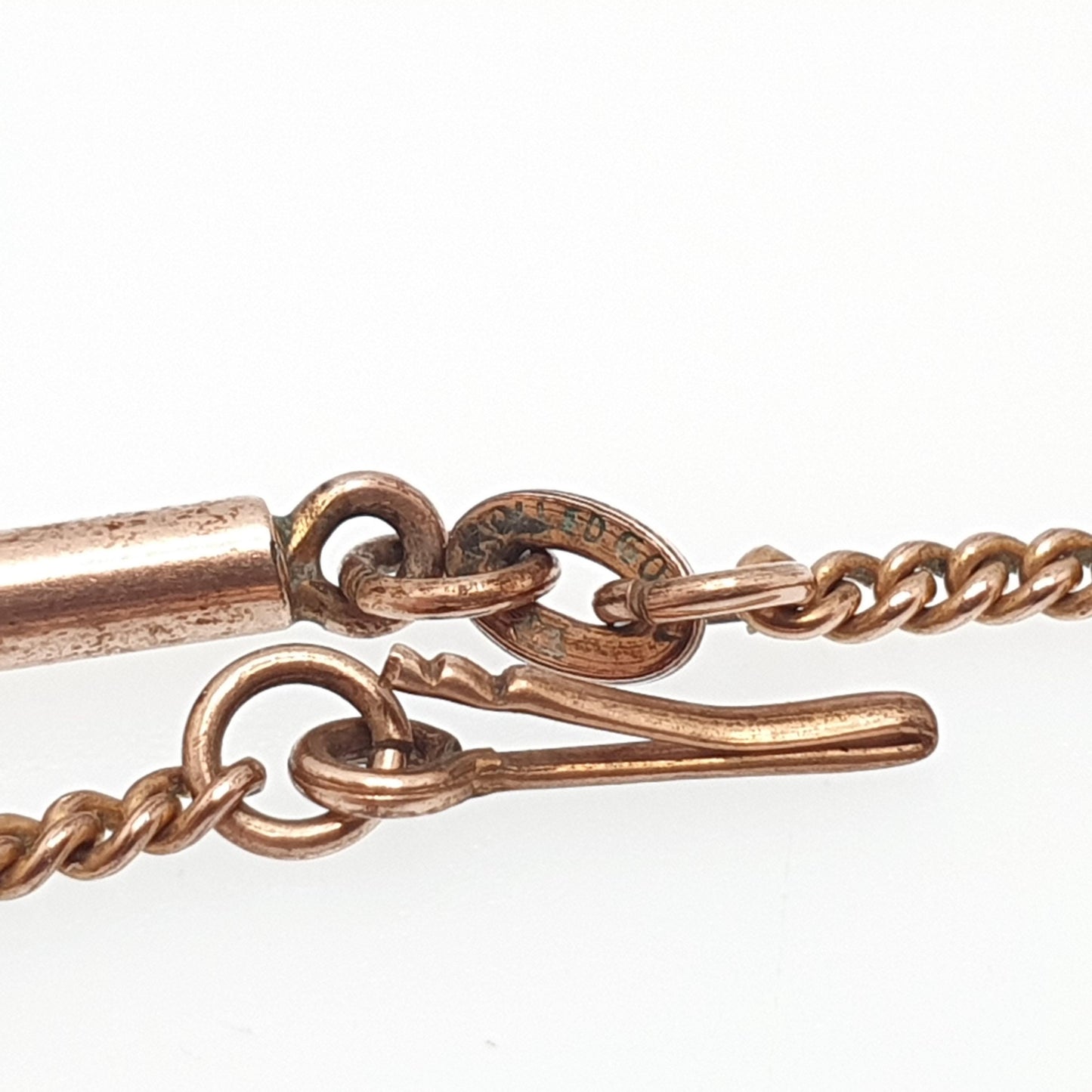 Antique Rolled Rose Gold Chain Necklace Bar & Curb Link 44cm 4.31g Filled Edwardian Vintage Jewelry Jewellery
