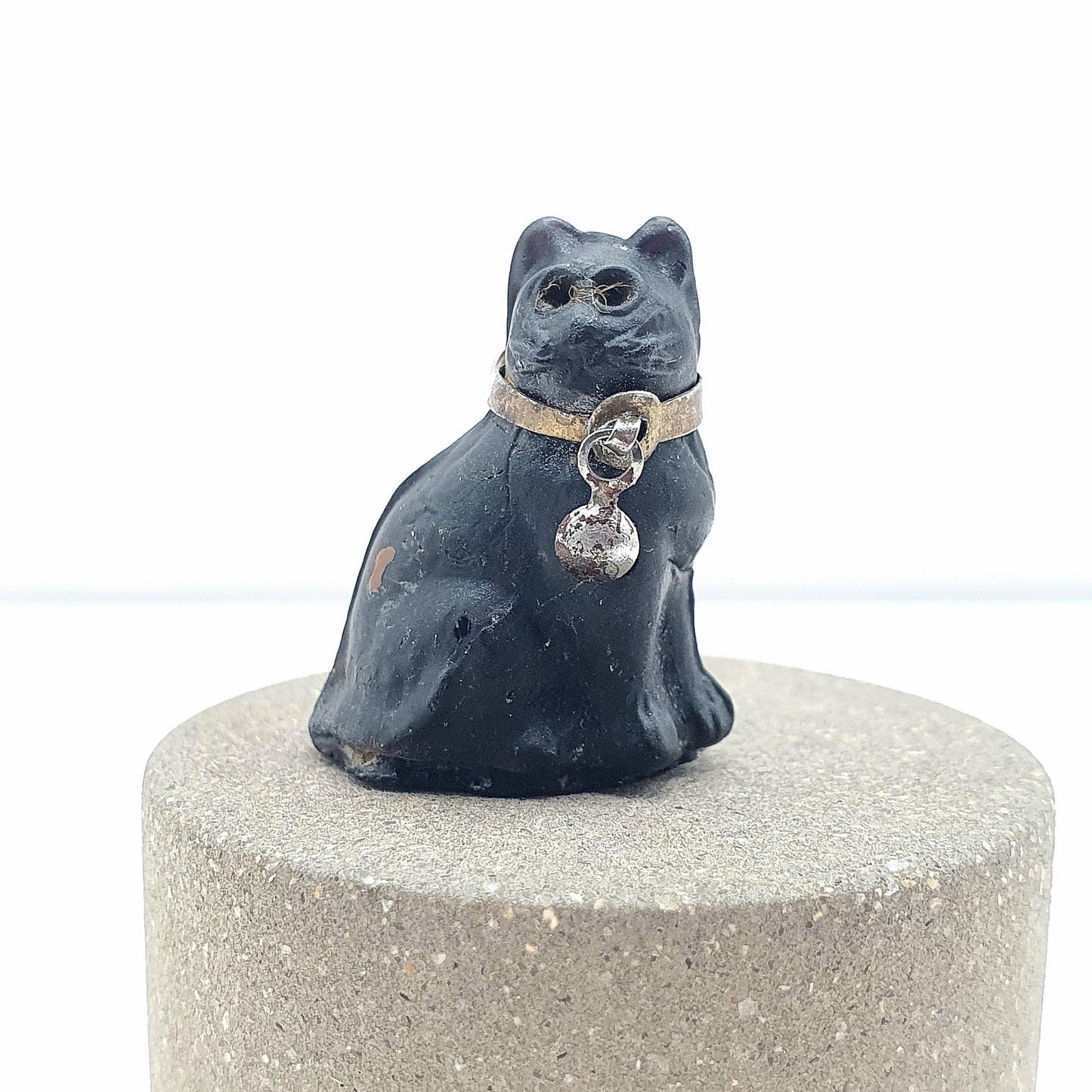 Antique Victorian Black Cat Czech Glass Cracker Charm Pendant Good Luck Lucky Bracelet Necklace Jewelry Jewellery