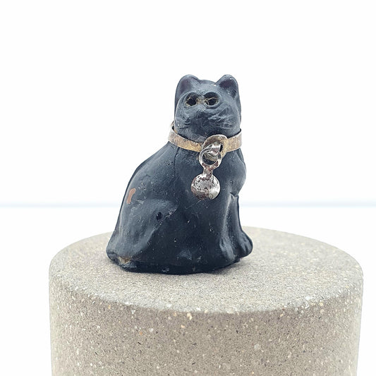 Antique Victorian Black Cat Czech Glass Cracker Charm Pendant Good Luck Lucky Bracelet Necklace Jewelry Jewellery