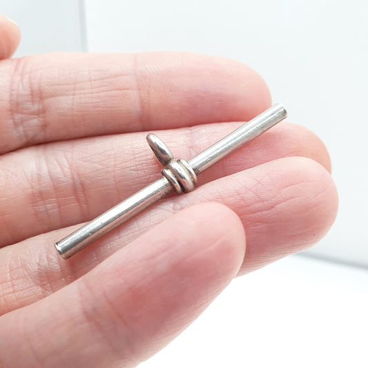 Antique Sterling Silver T Bar Fob Pendant Necklace Albert Chain 1920 Hallmark 925 Vintage Unisex Mens Womens Jewelry Jewellery