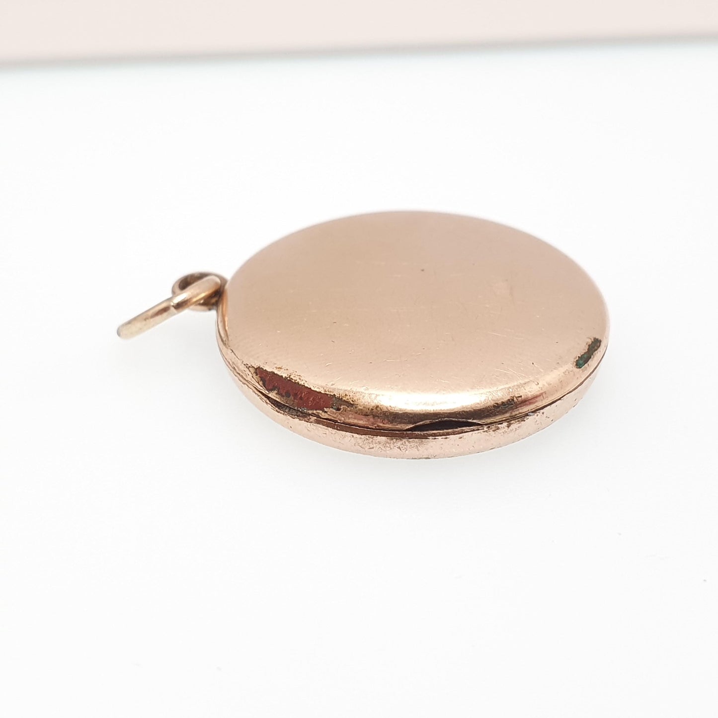 Antique Rolled Gold Filled Crucifix Paste Locket Cross Round Necklace Pendant Circle Photo Womens Vintage Jewelry Jewellery