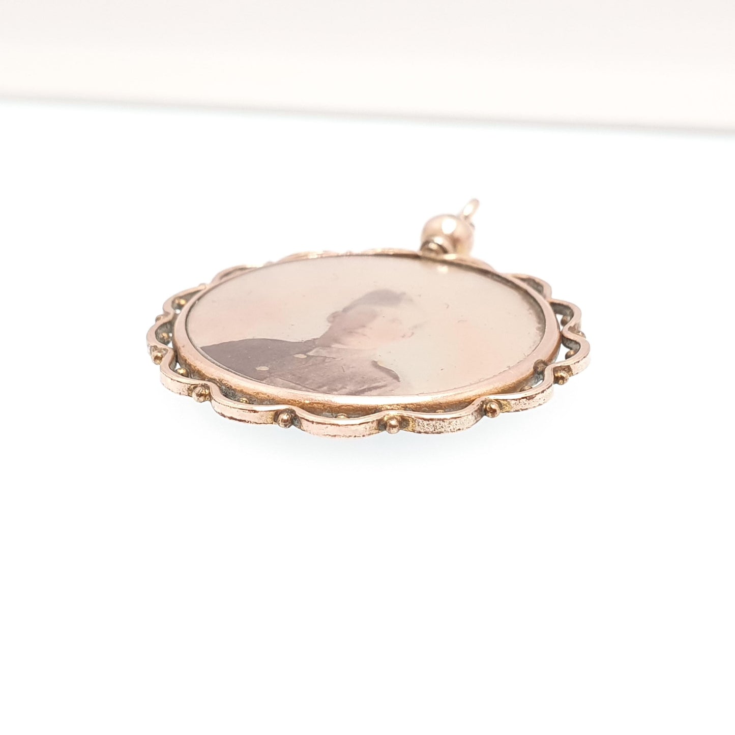 Antique Rose Rolled Gold Locket Picture Pendant Gold Filled Double Sided Round Circle Necklace Photo Vintage