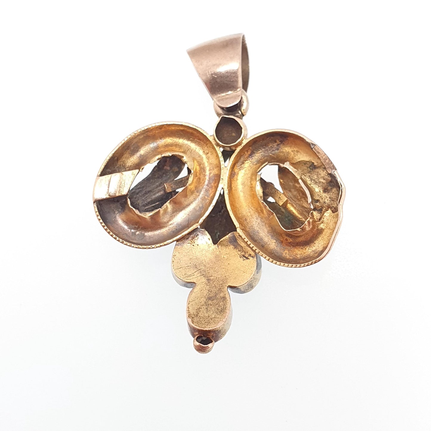 Antique Georgian 15ct Gold Garnet Pendant Necklace Solid 15kt 625 Grapevine Grape Etruscan Foiled Gemstone Vintage