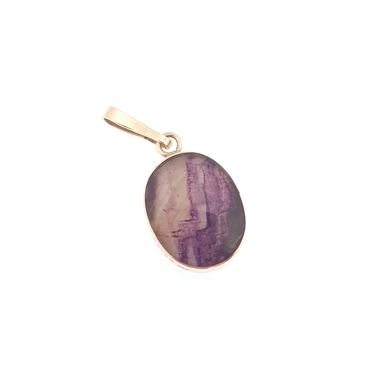 Vintage Blue John 9ct Gold Necklace Pendant Solid 9k 9kt 1981 Hallmarked Small Oval Bleu Jaune Rare Gemstone Jewelry Jewellery