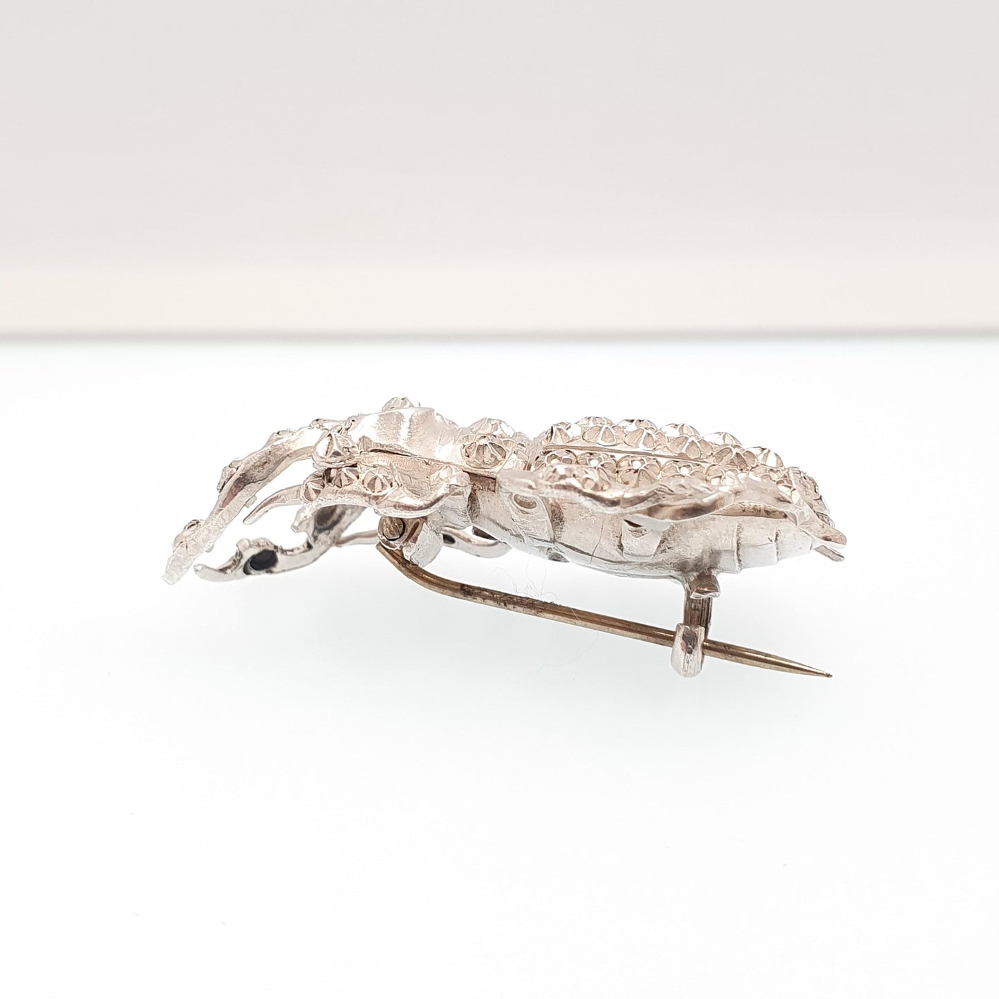 Antique Victorian Solid Silver Scarab Beetle Brooch 1883 Kite Lozenge Egyptian Revival Insect Bug Vintage Egypt Large Jewelry Jewellery