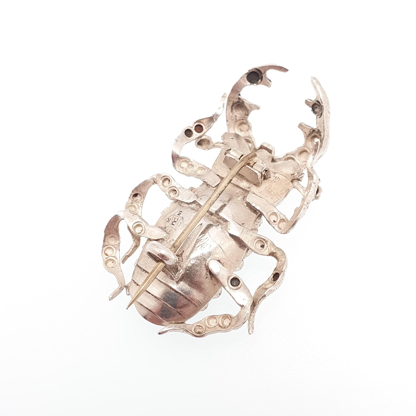 Antique Victorian Solid Silver Scarab Beetle Brooch 1883 Kite Lozenge Egyptian Revival Insect Bug Vintage Egypt Large Jewelry Jewellery