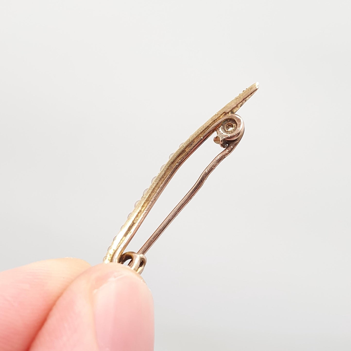 Antique 14k 14kt Gold Crescent Moon Brooch Seed Pearl Victorian Solid 9kt 9k Pin Celestial Womens Jewelry Jewellery