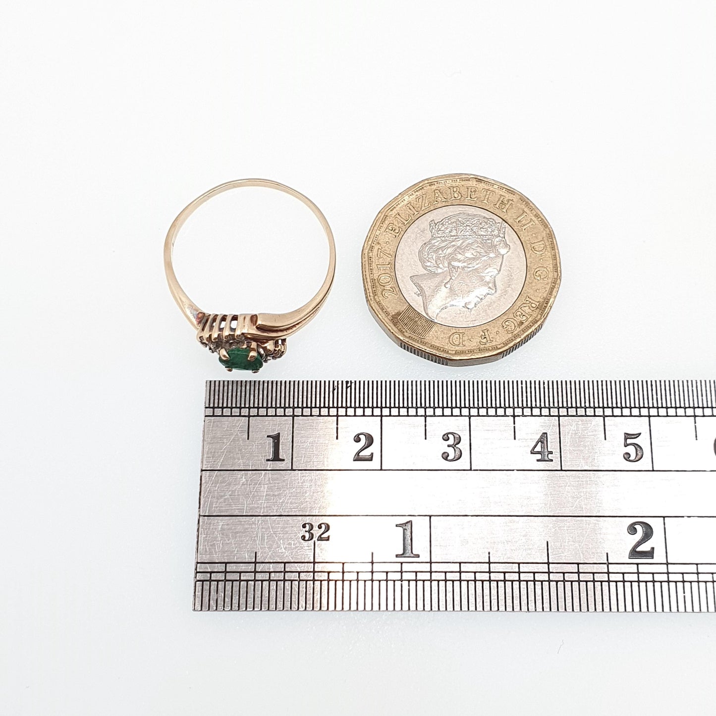 Vintage 9k Gold Emerald Diamond Ring Oval Cut Solid 9ct 375 Green Genuine Gemstone Real Jewelry Jewellery Womens