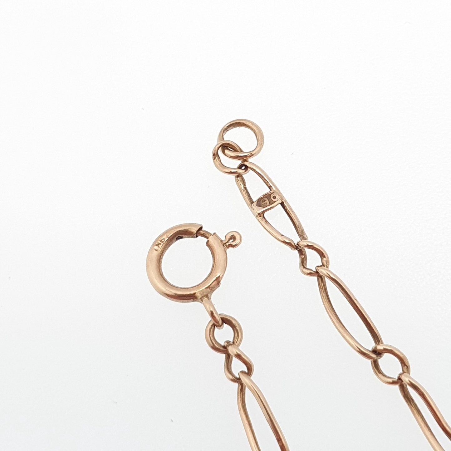 Antique 9ct 9k Gold Chain Necklace Victorian Figaro Staple Curb Style 47cm 18.5" 3.44g Yellow Solid Vintage Womens Mens Jewelry Jewelry