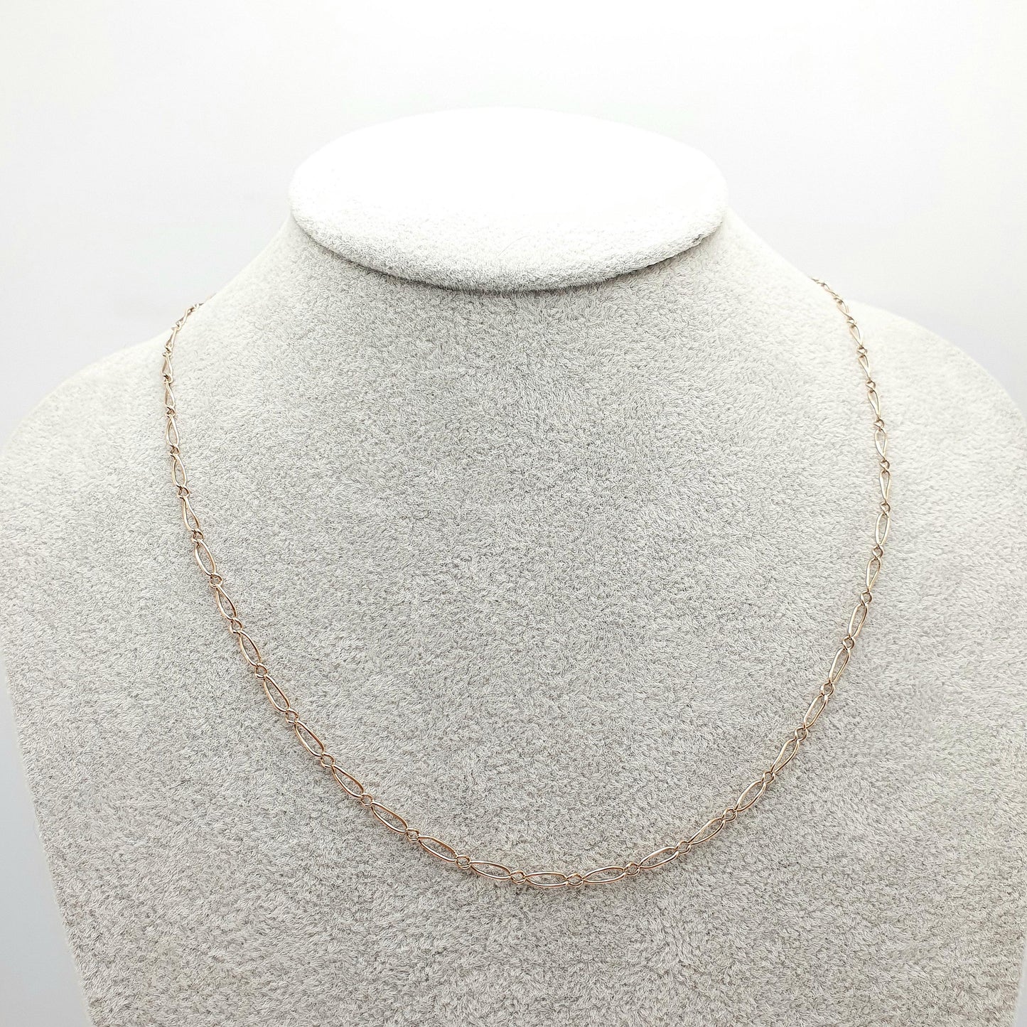 Antique 9ct 9k Gold Chain Necklace Victorian Figaro Staple Curb Style 47cm 18.5" 3.44g Yellow Solid Vintage Womens Mens Jewelry Jewelry