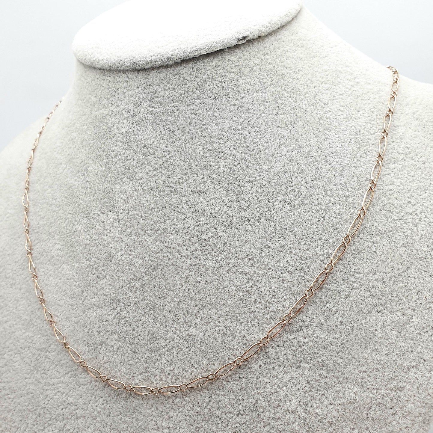 Antique 9ct 9k Gold Chain Necklace Victorian Figaro Staple Curb Style 47cm 18.5" 3.44g Yellow Solid Vintage Womens Mens Jewelry Jewelry